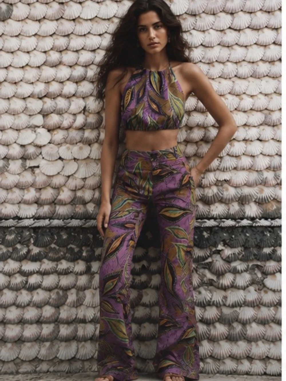 Zara linen blend printed set top and pants bloggers fav